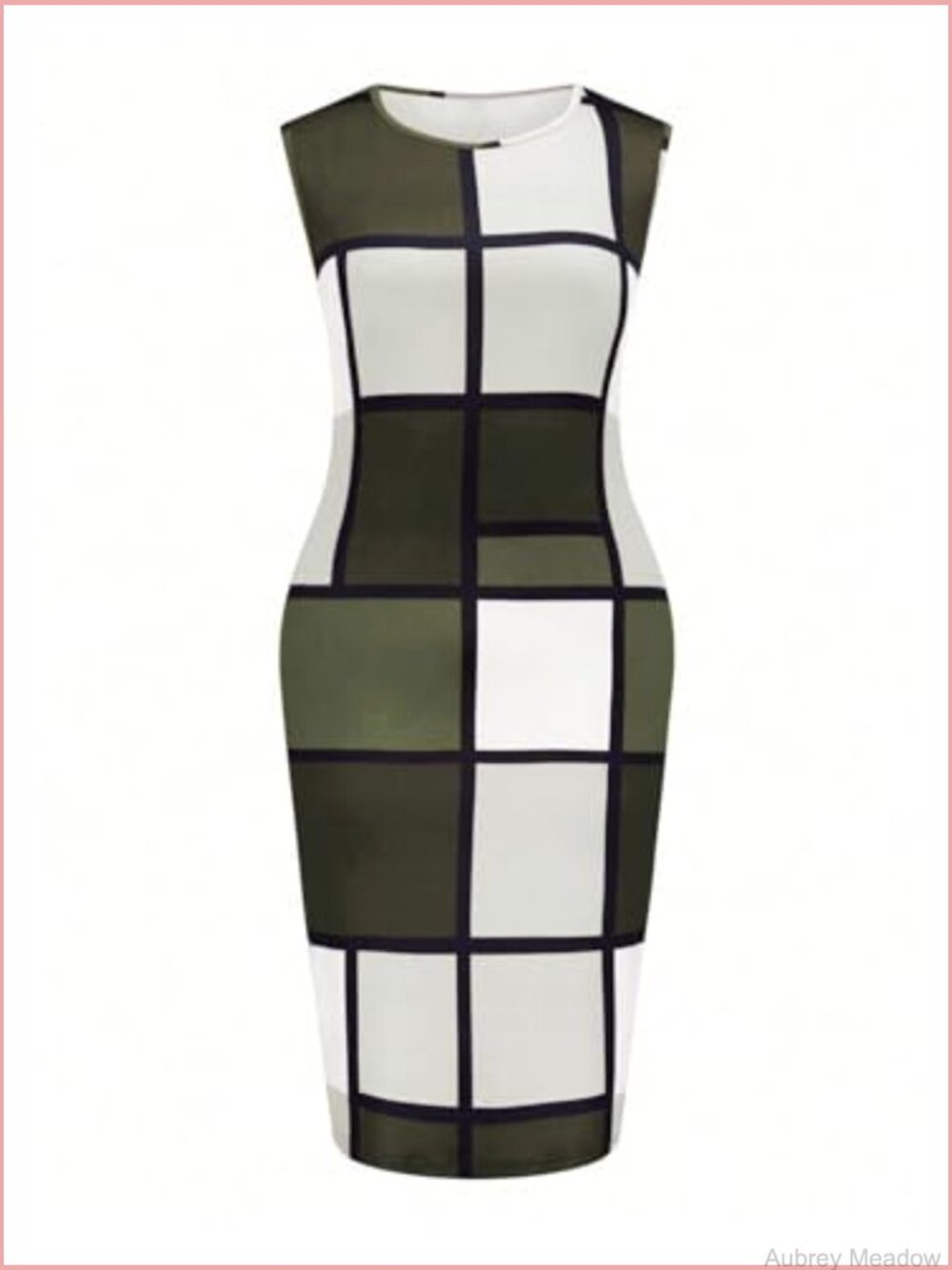 Plus Size Business Casual 2 Piece Set Plaid Bodycon Dress with Cardigan - Picture 4 of 5